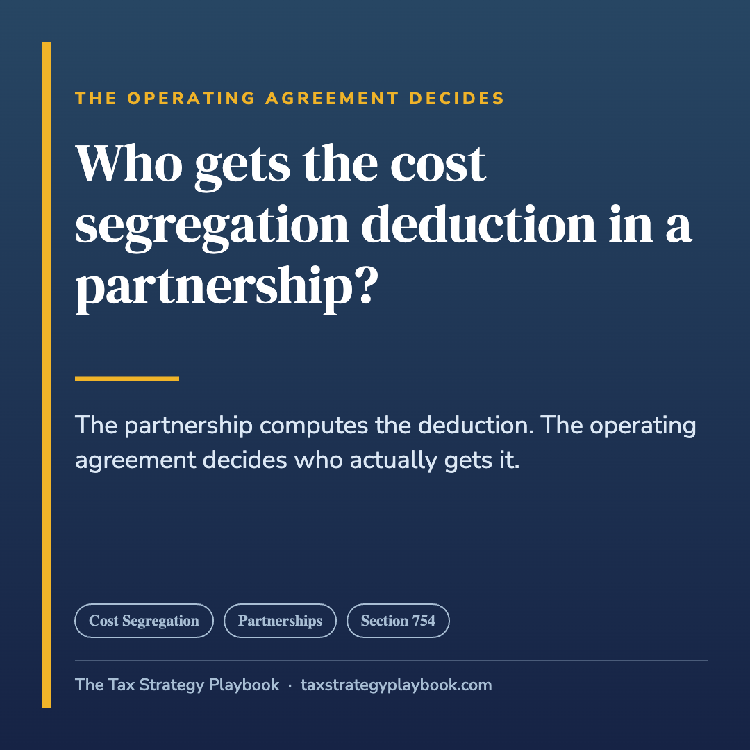 Who Gets the Cost Segregation Deduction in a Partnership?