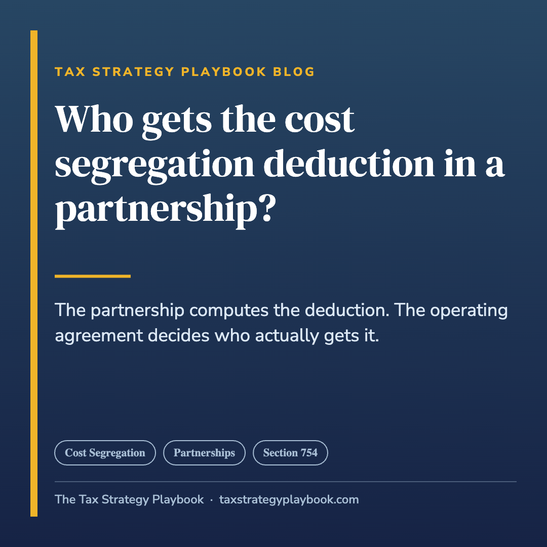 Who Gets the Cost Segregation Deduction in a Partnership?