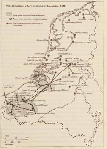Map of the Iconoclastic Fury in the Low Countries, 1566