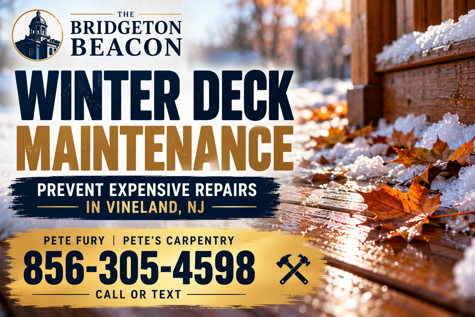 Winter Deck Maintenance in Cumberland County : Protect Your Deck From Leaves, Snow & Ice