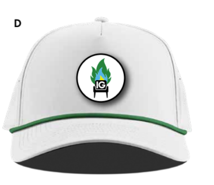 Branded Hat - White with Green Rope