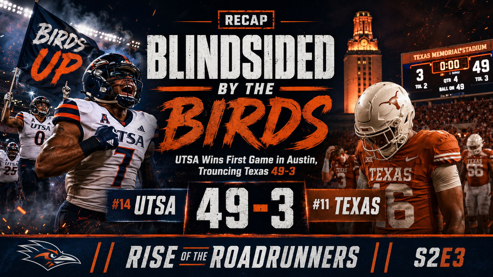 Blindsided By the Birds: UTSA Wins Its First Game in Austin, Trouncing Texas 49-3