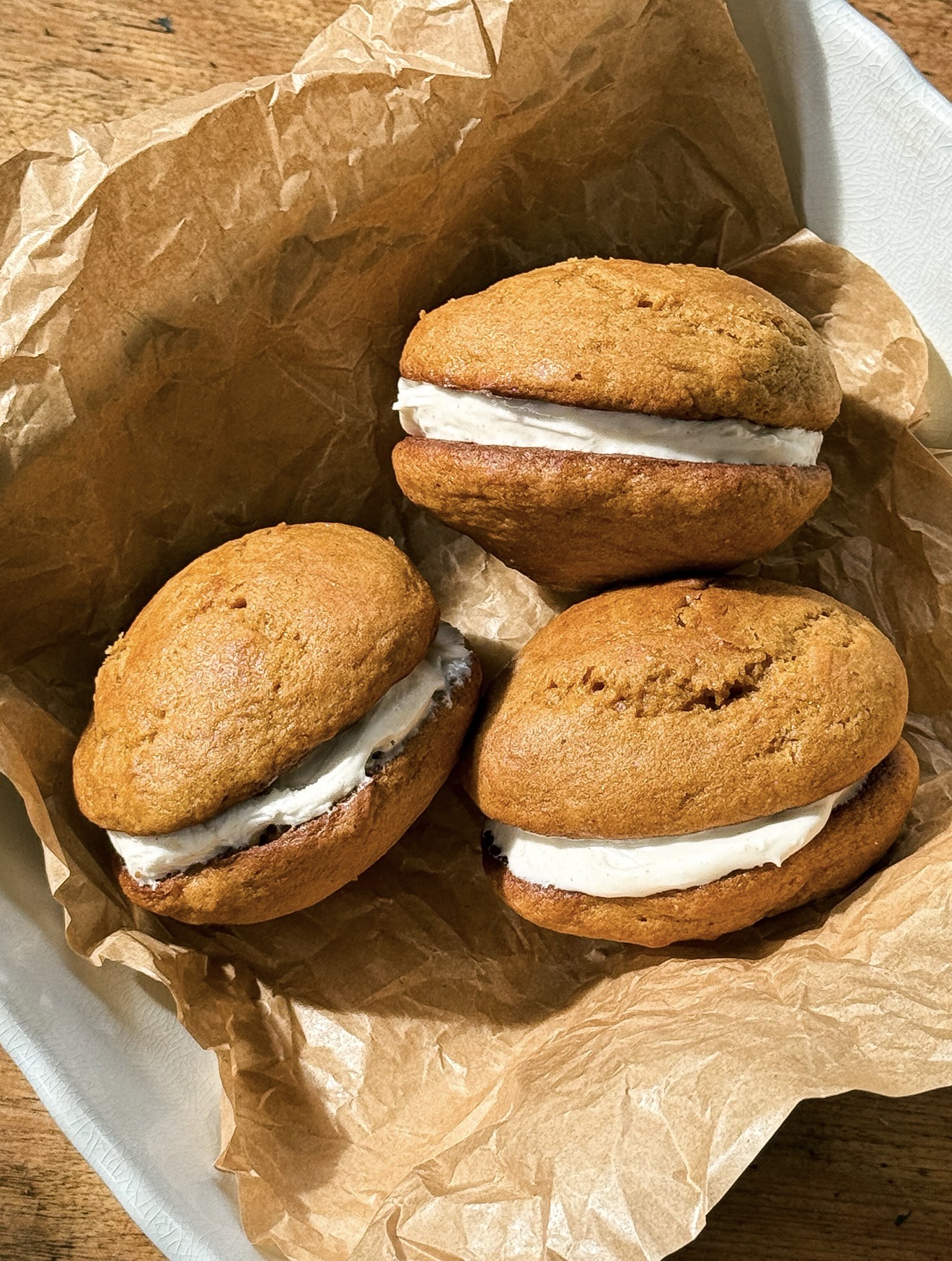 Gluten Free Pumpkin Whoopie Pies with Browned Butter Cream Cheese Icing