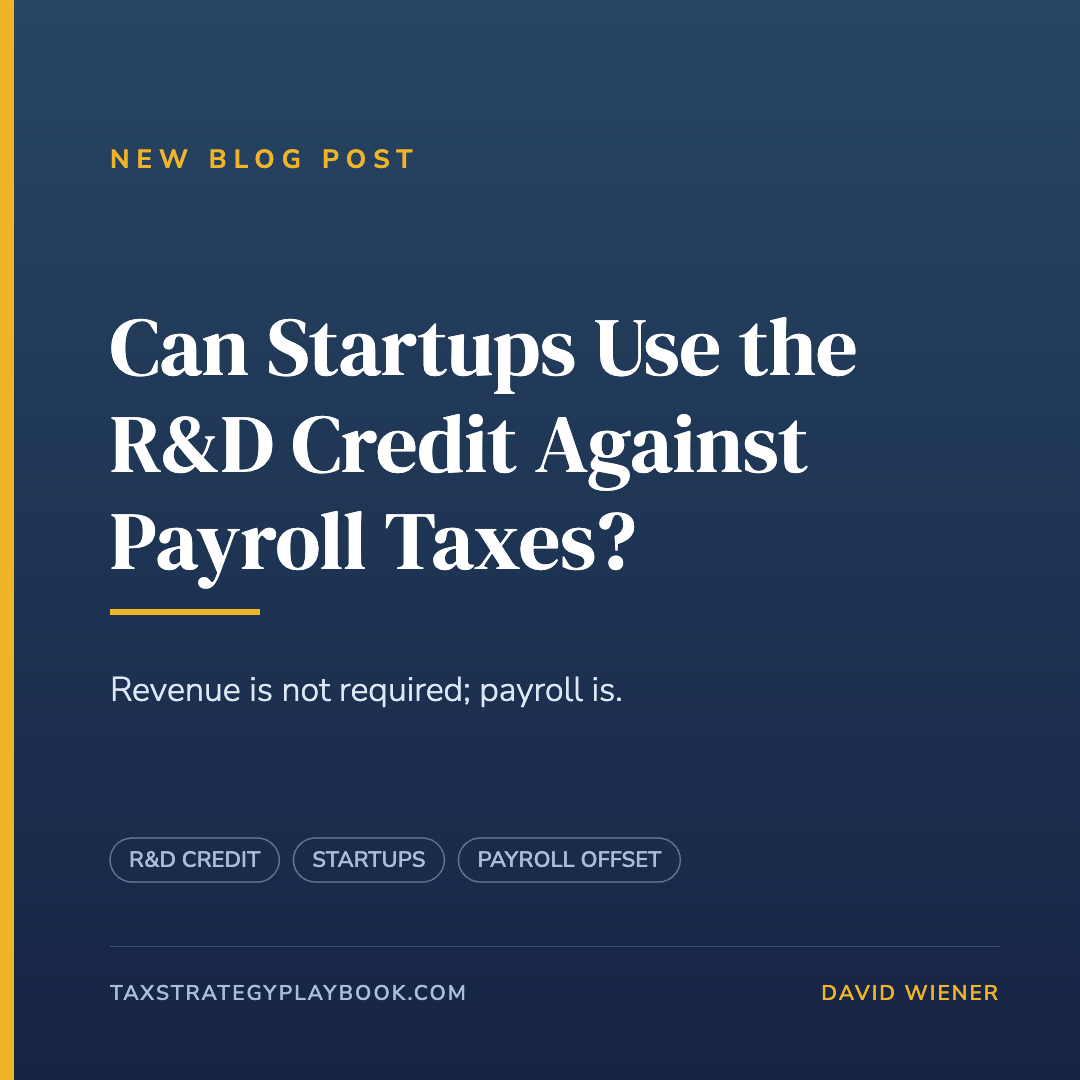 Can Startups Use the R&D Credit Against Payroll Taxes?