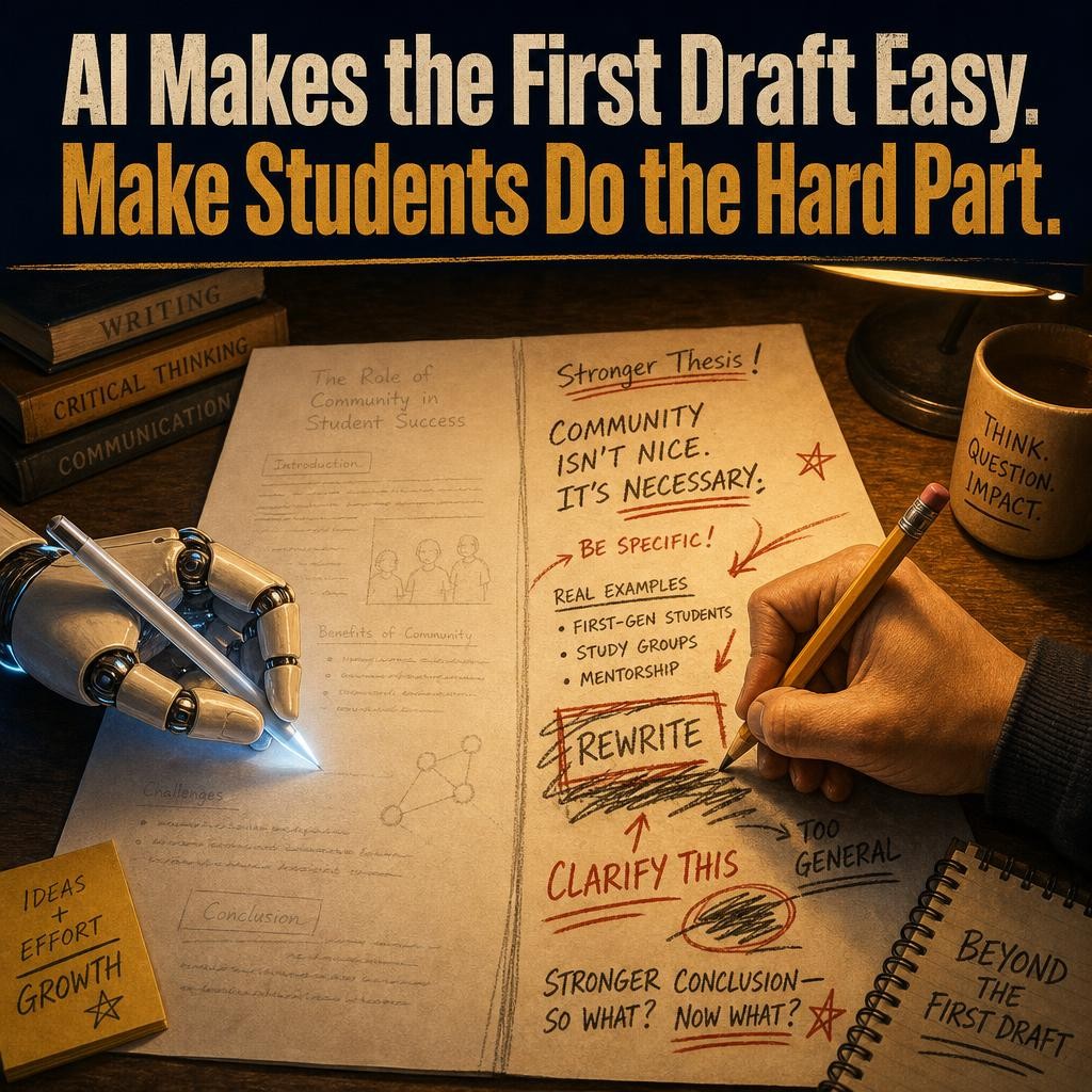 AI Makes the First Draft Easy - Make Students Do the Hard Part