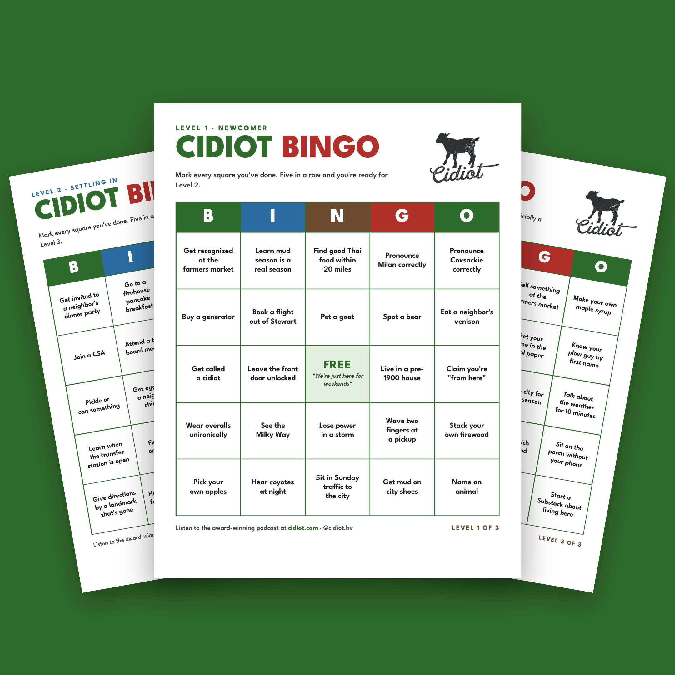 Cidiot Bingo Cards