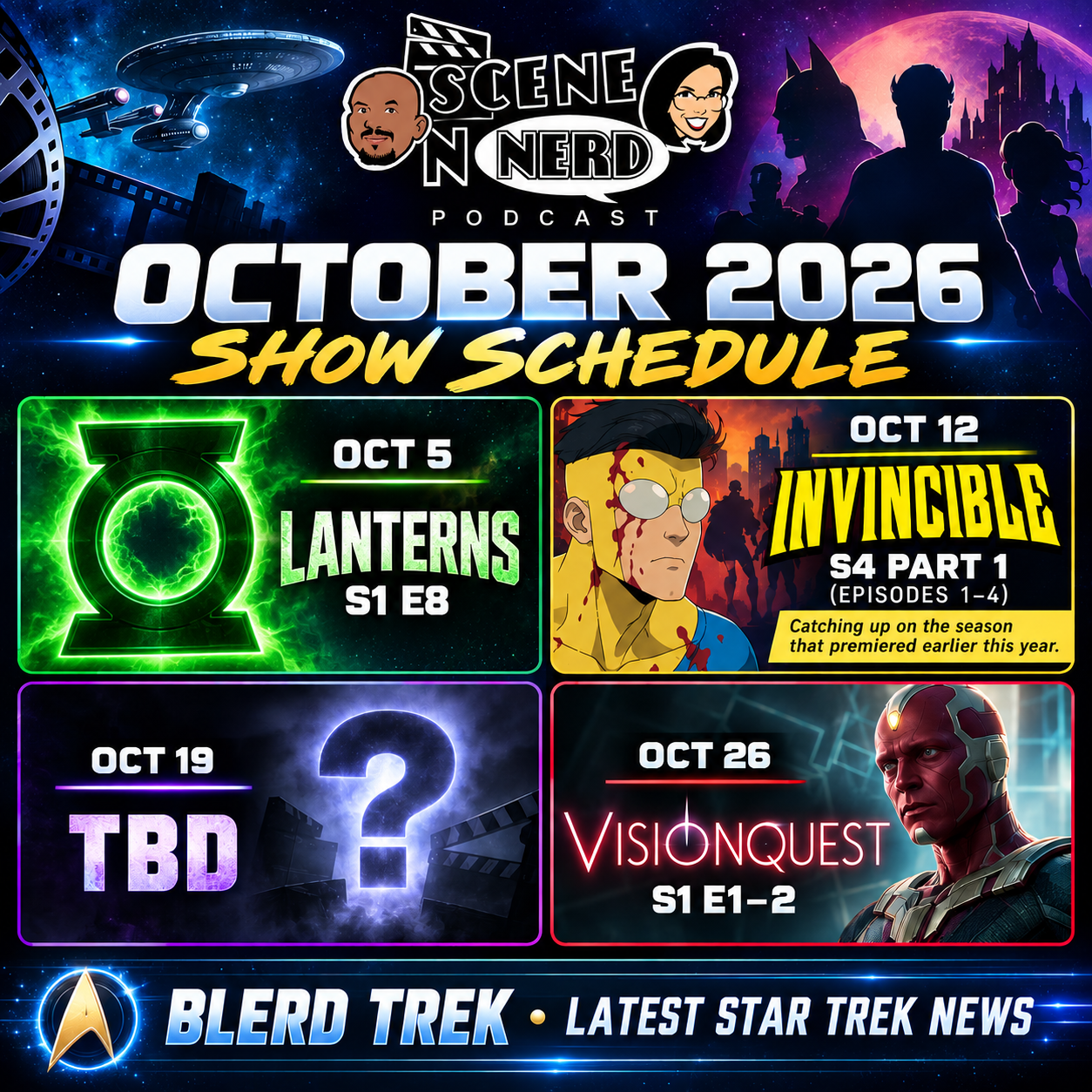 Scene N Nerd October 2026 Show Schedule
